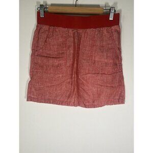 Toad & Co heathered red linen pull on mini skirt S outdoors hiking lightweight
